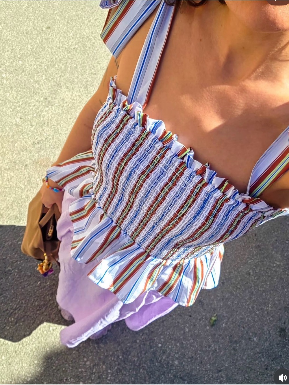NWT ZARA SMOCKED STRIPED TOP